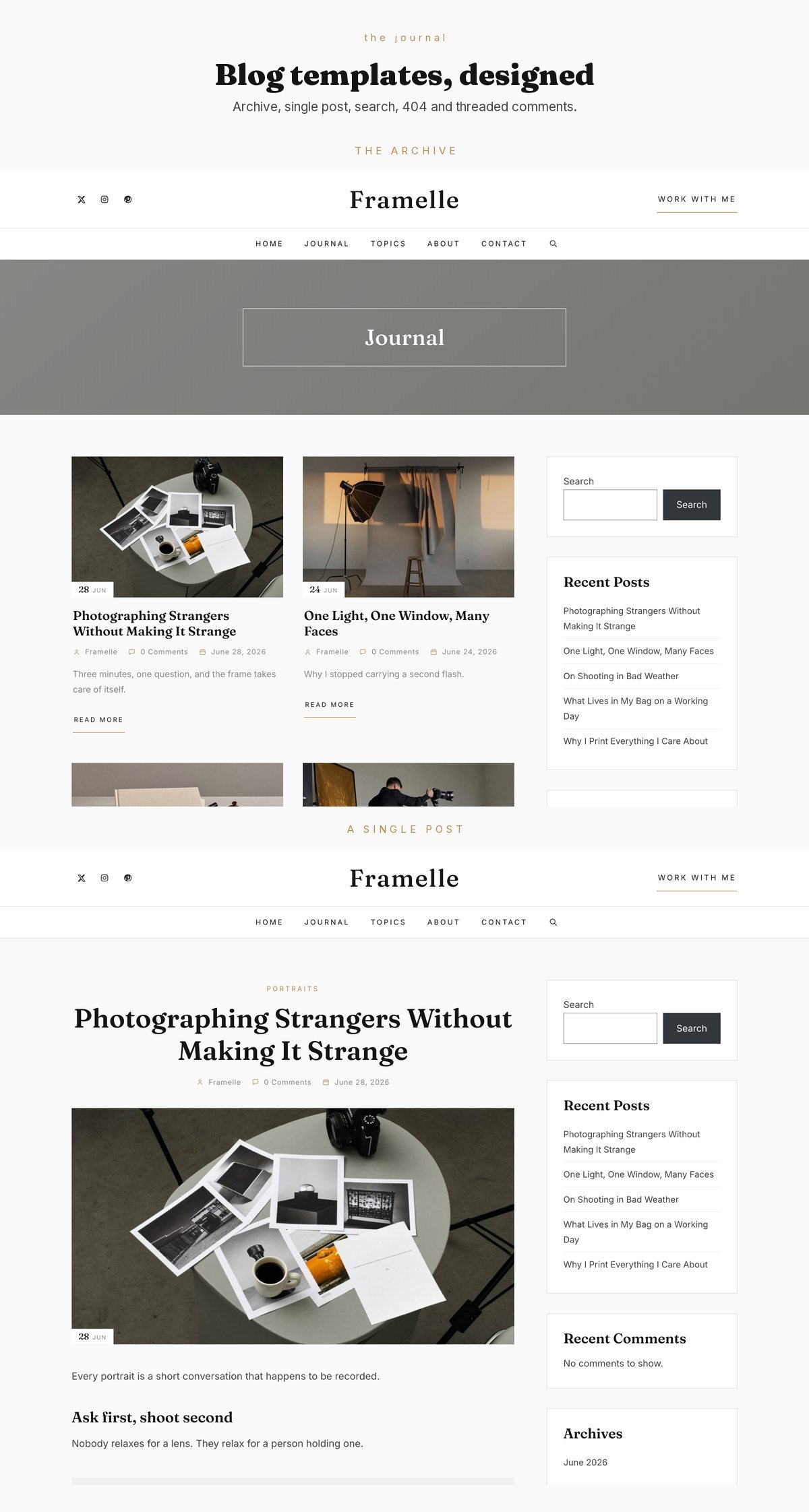 Framelle blog templates