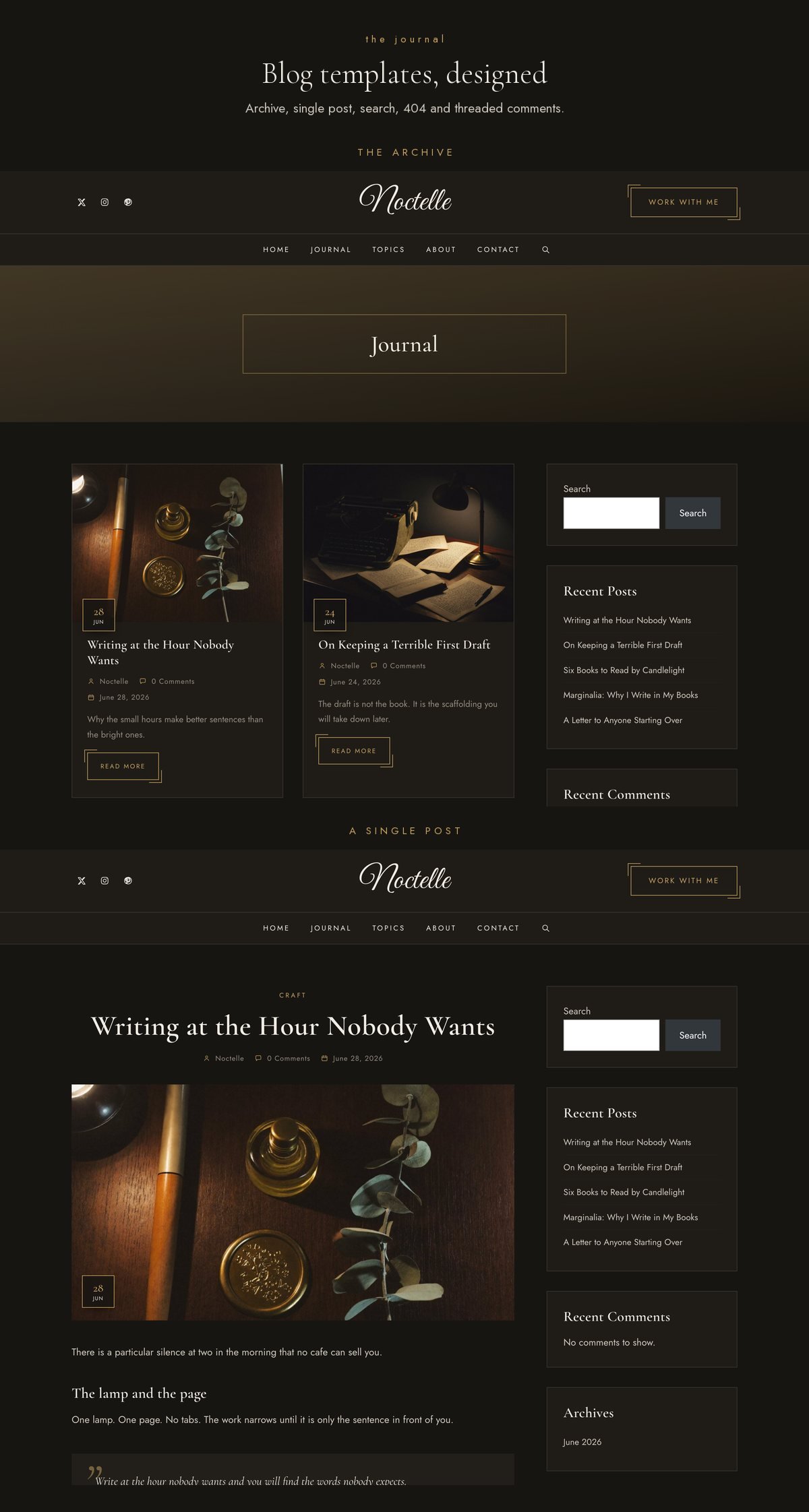 Noctelle blog templates