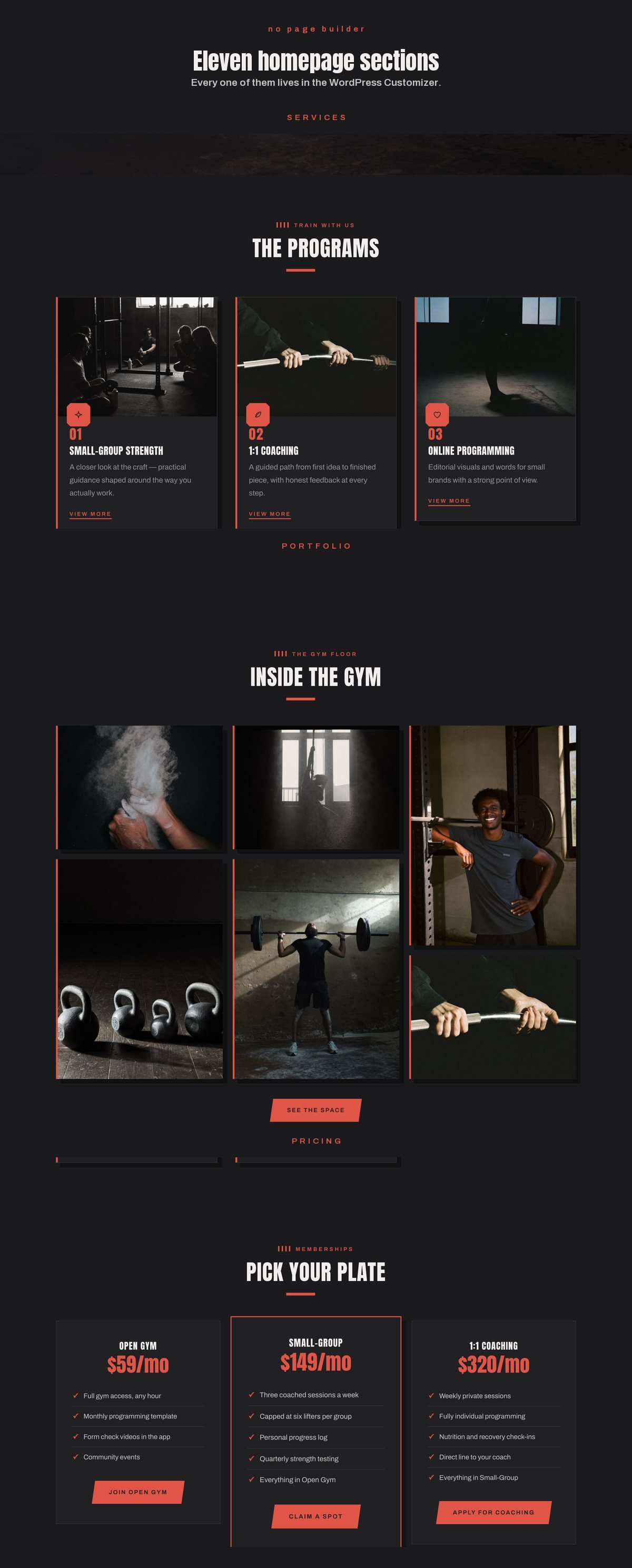 Ironelle homepage sections