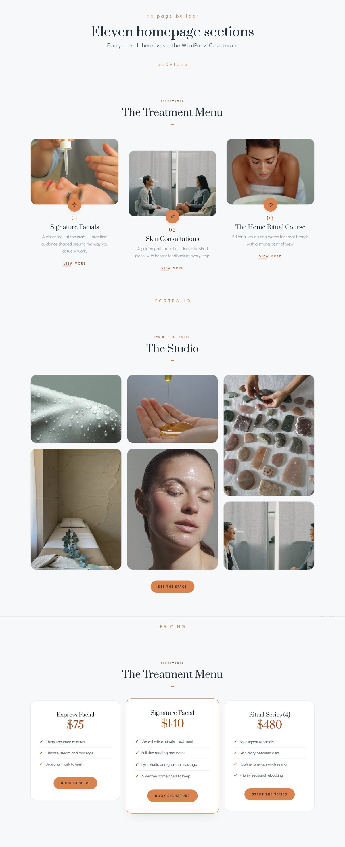 Dewelle homepage sections