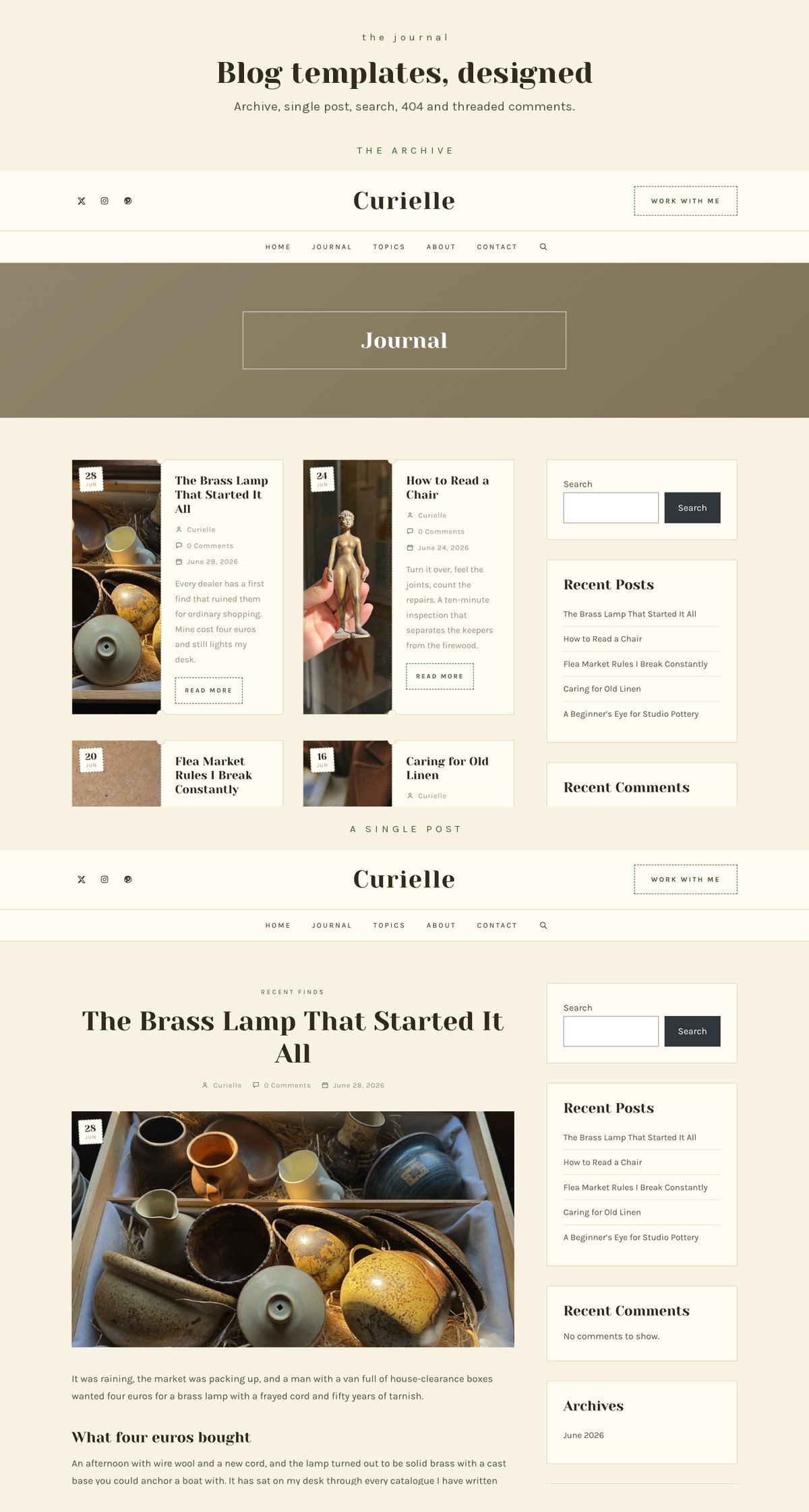 Curielle blog templates