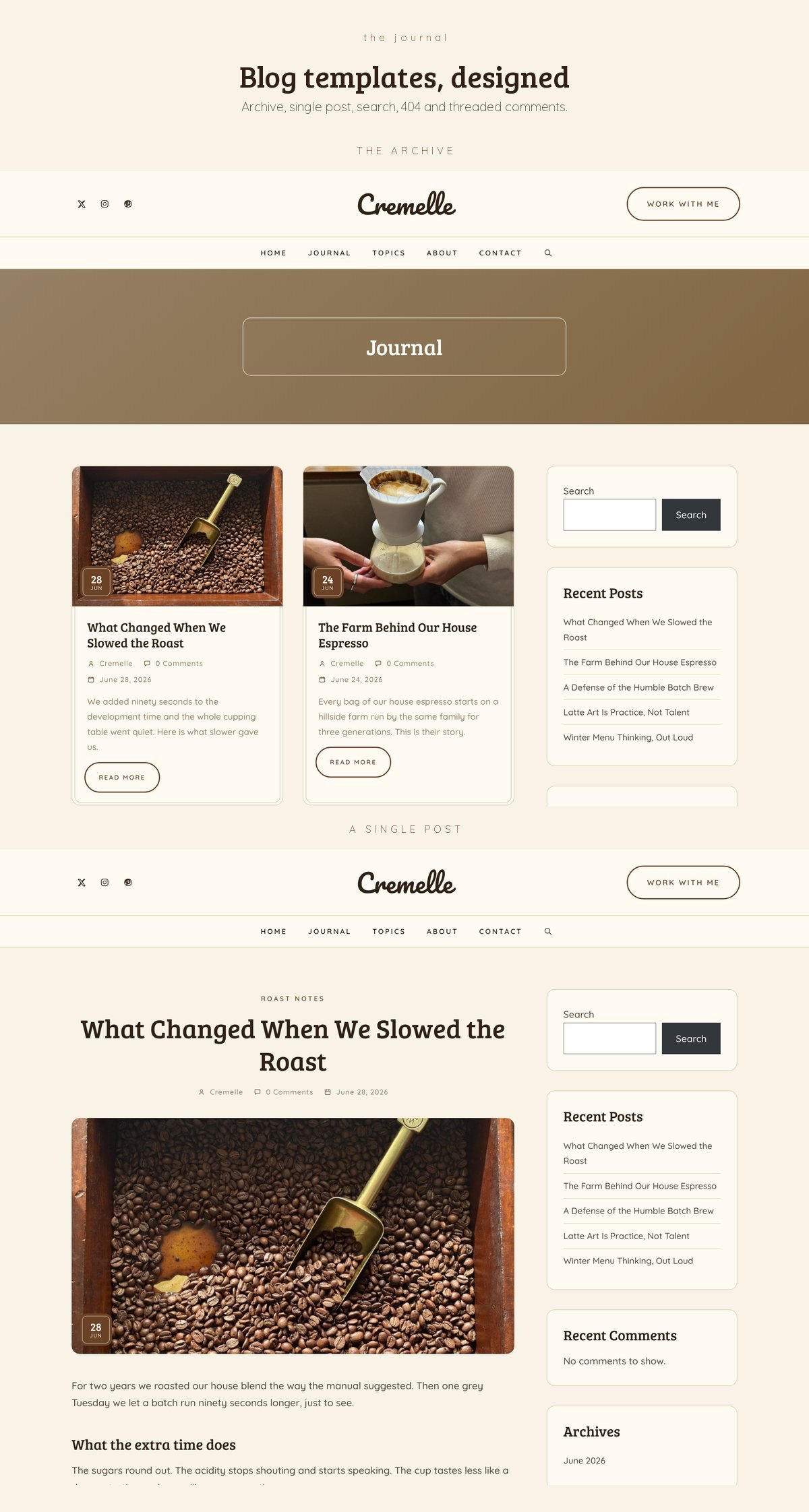 Cremelle blog templates