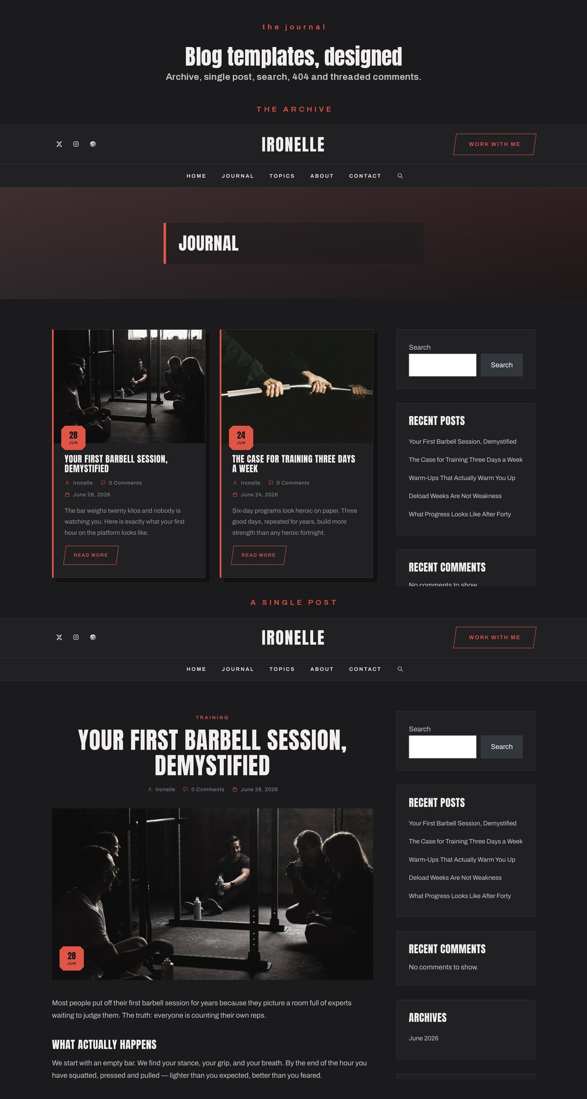 Ironelle blog templates