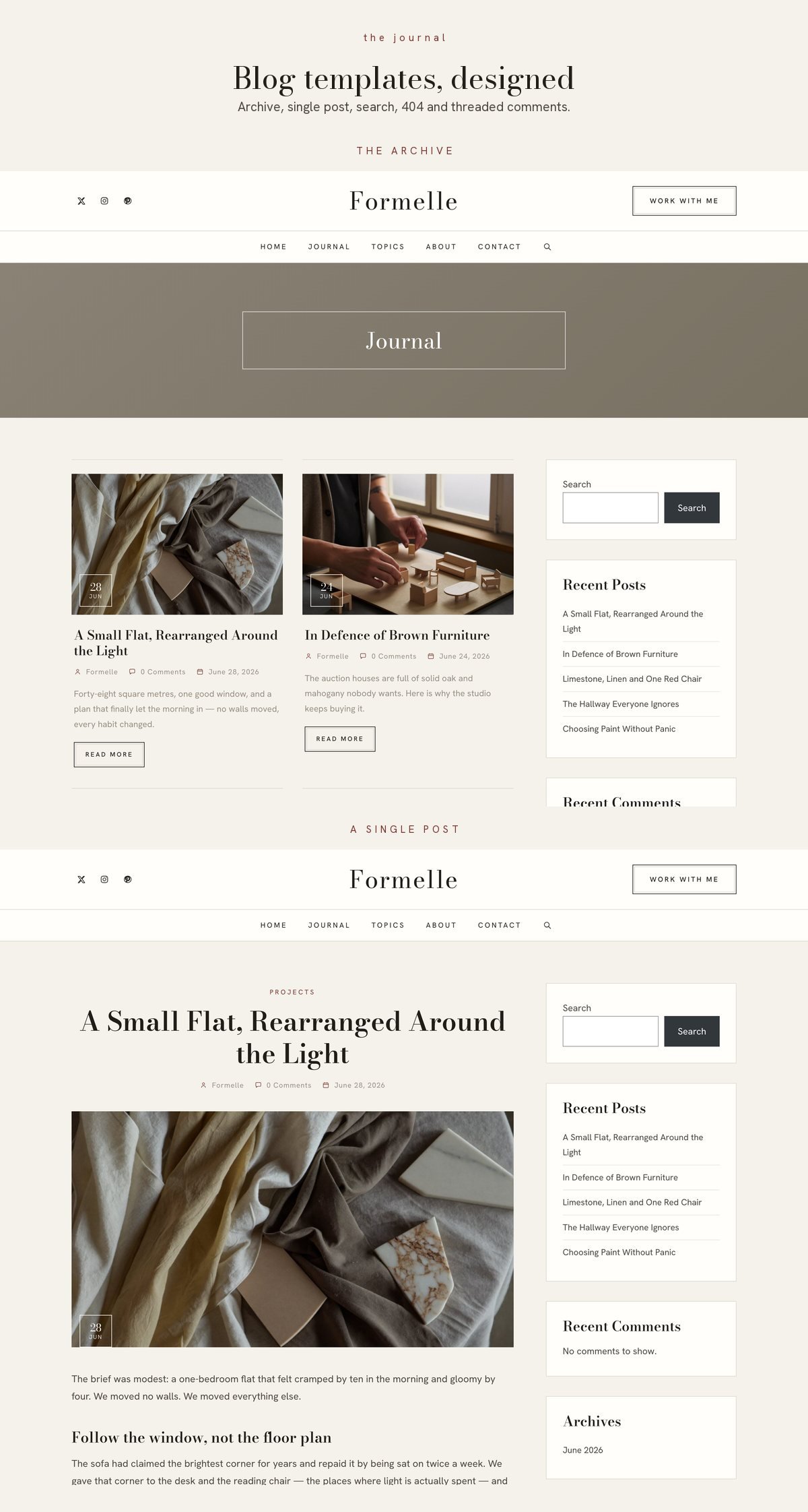 Formelle blog templates