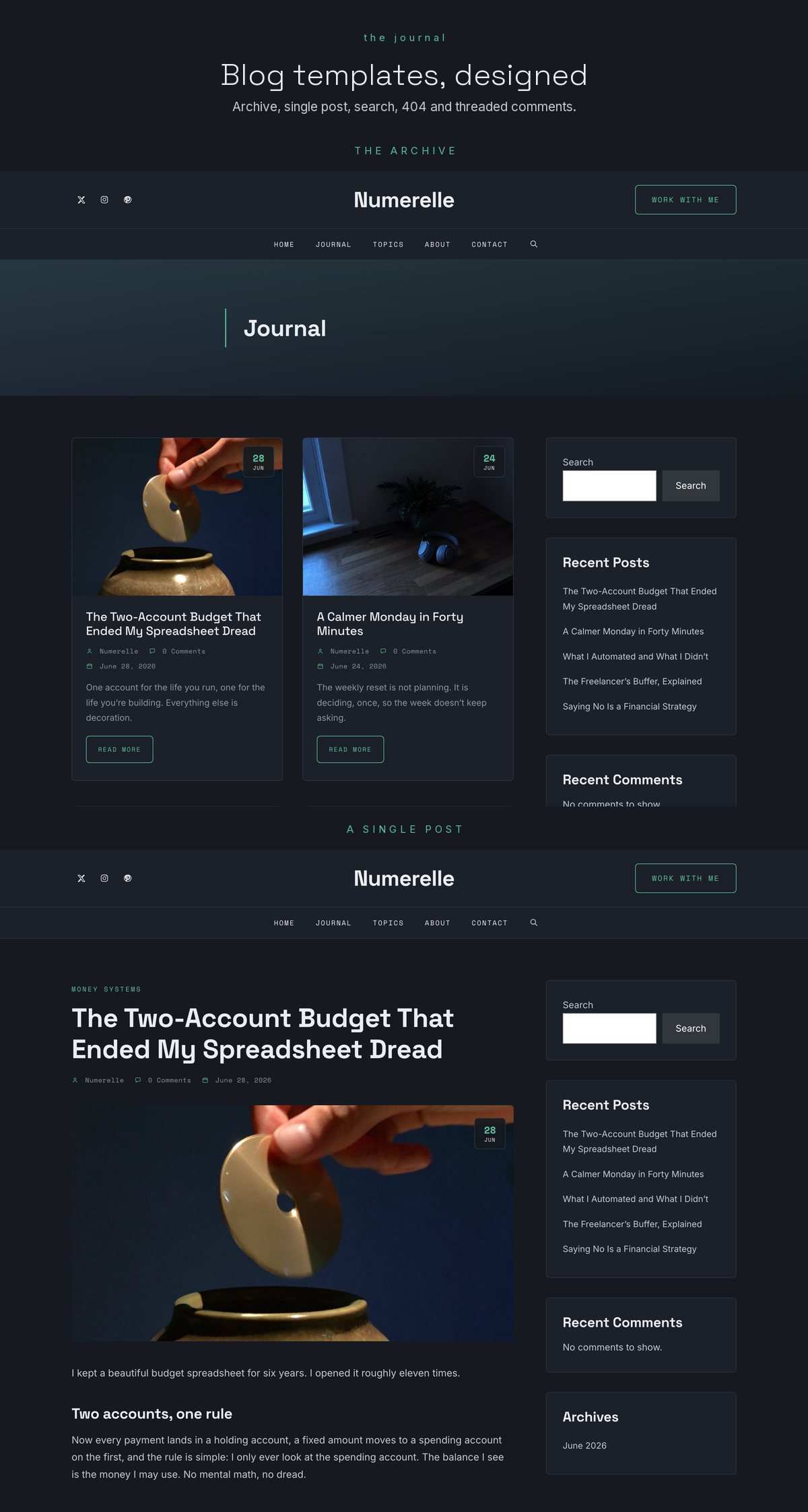 Numerelle blog templates