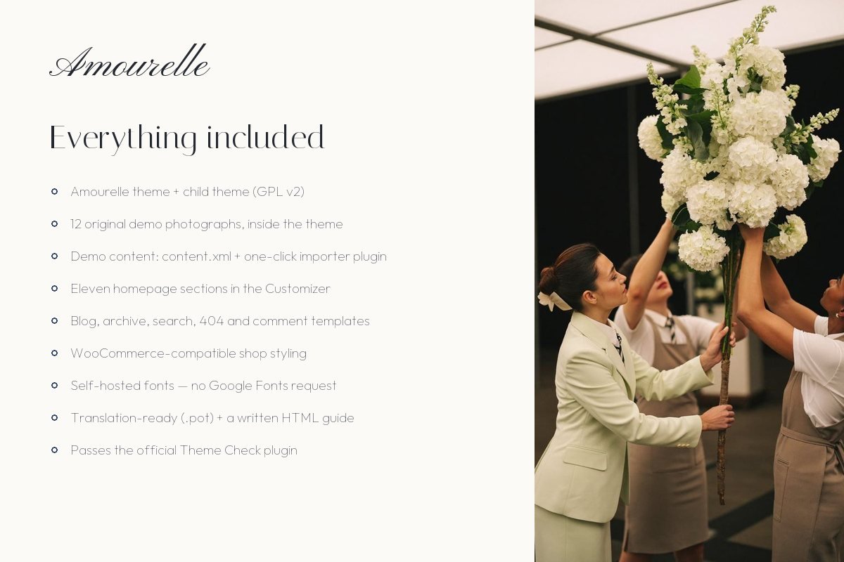 What is included with Amourelle