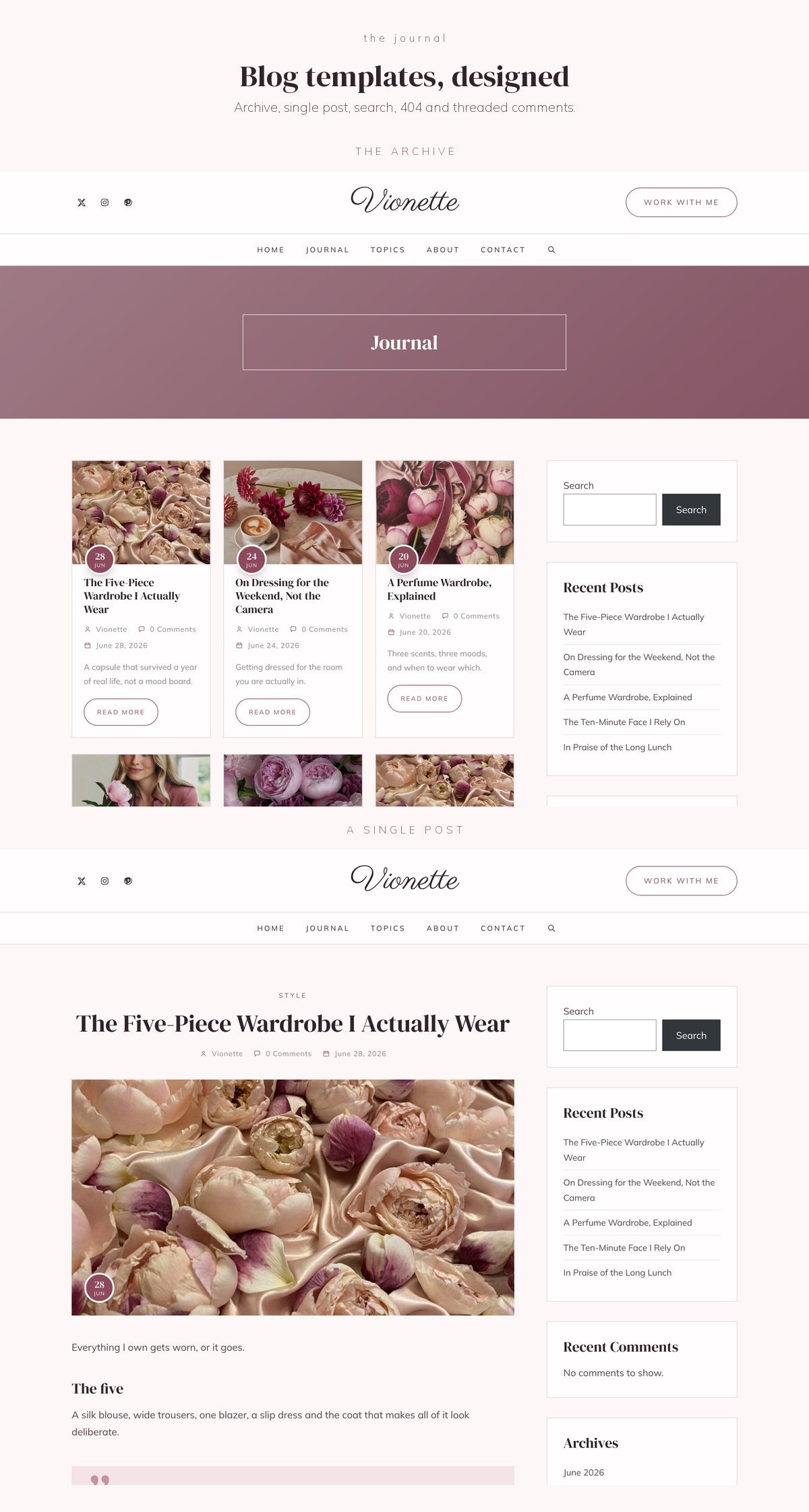 Vionette blog templates